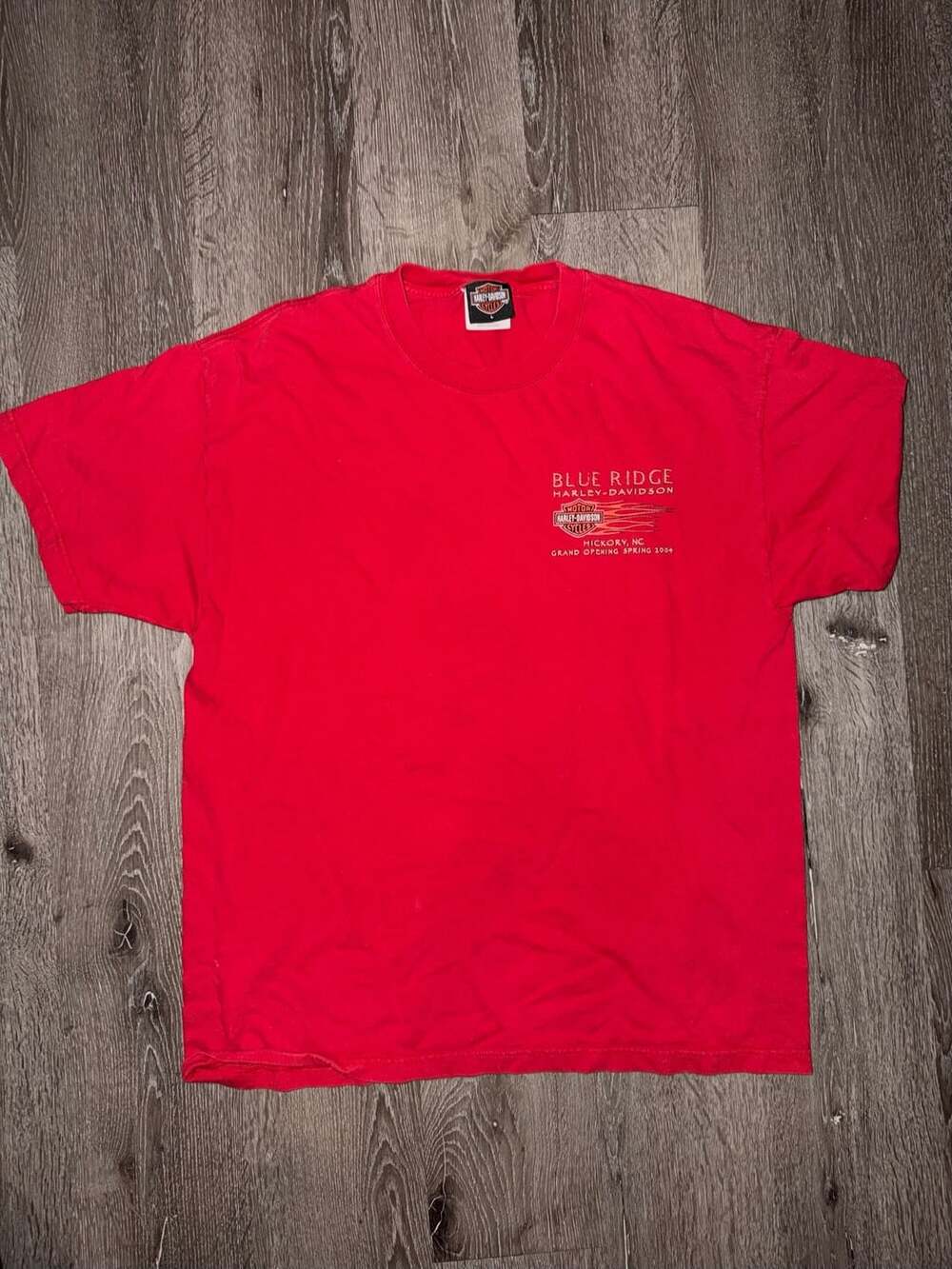 Harley-Davidson Blue Ridge T-Shirt Size L Red Hickory NC 2004